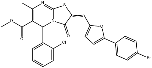 methyl 2-{[5-(4-bromophenyl)-2-furyl]methylene}-5-(2-chlorophenyl)-7-methyl-3-oxo-2,3-dihydro-5H-[1,3]thiazolo[3,2-a]pyrimidine-6-carboxylate 结构式