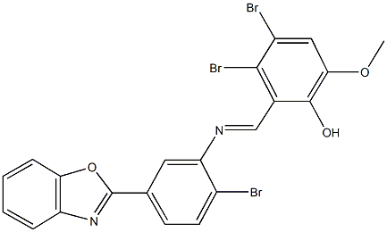 2-({[5-(1,3-benzoxazol-2-yl)-2-bromophenyl]imino}methyl)-3,4-dibromo-6-methoxyphenol 结构式