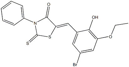5-(5-bromo-3-ethoxy-2-hydroxybenzylidene)-3-phenyl-2-thioxo-1,3-thiazolidin-4-one 结构式