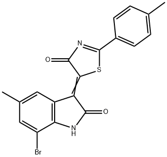 7-bromo-5-methyl-3-(2-(4-methylphenyl)-4-oxo-1,3-thiazol-5(4H)-ylidene)-1,3-dihydro-2H-indol-2-one 结构式