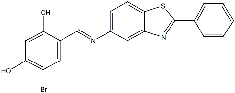 4-bromo-6-{[(2-phenyl-1,3-benzothiazol-5-yl)imino]methyl}-1,3-benzenediol 结构式