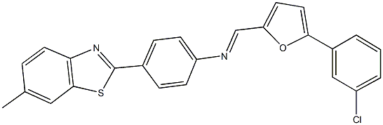 N-{[5-(3-chlorophenyl)-2-furyl]methylene}-N-[4-(6-methyl-1,3-benzothiazol-2-yl)phenyl]amine 结构式