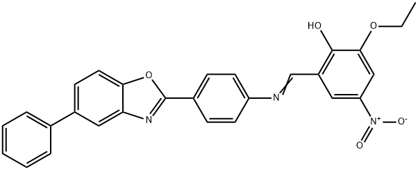 2-ethoxy-4-nitro-6-({[4-(5-phenyl-1,3-benzoxazol-2-yl)phenyl]imino}methyl)phenol 结构式