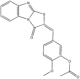 2-methoxy-5-[(3-oxo[1,3]thiazolo[3,2-a]benzimidazol-2(3H)-ylidene)methyl]phenyl acetate 结构式