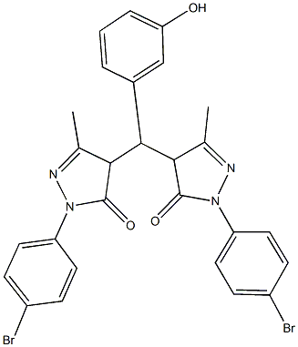 2-(4-bromophenyl)-4-[[1-(4-bromophenyl)-3-methyl-5-oxo-4,5-dihydro-1H-pyrazol-4-yl](3-hydroxyphenyl)methyl]-5-methyl-2,4-dihydro-3H-pyrazol-3-one 结构式