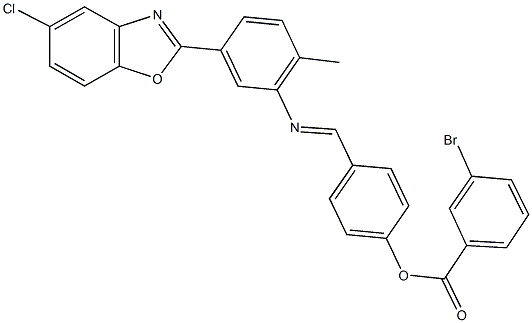 4-({[5-(5-chloro-1,3-benzoxazol-2-yl)-2-methylphenyl]imino}methyl)phenyl 3-bromobenzoate 结构式