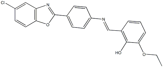 2-({[4-(5-chloro-1,3-benzoxazol-2-yl)phenyl]imino}methyl)-6-ethoxyphenol 结构式