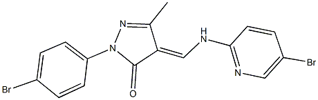 2-(4-bromophenyl)-4-{[(5-bromo-2-pyridinyl)amino]methylene}-5-methyl-2,4-dihydro-3H-pyrazol-3-one 结构式