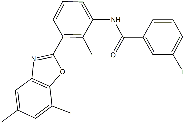 N-[3-(5,7-dimethyl-1,3-benzoxazol-2-yl)-2-methylphenyl]-3-iodobenzamide 结构式