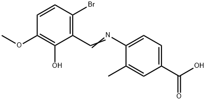 4-[(6-bromo-2-hydroxy-3-methoxybenzylidene)amino]-3-methylbenzoic acid 结构式