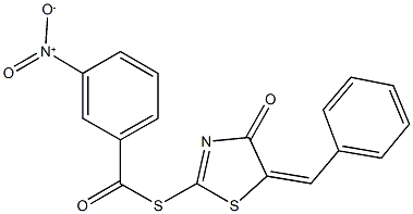 S-(5-benzylidene-4-oxo-4,5-dihydro-1,3-thiazol-2-yl) 3-nitrobenzenecarbothioate 结构式