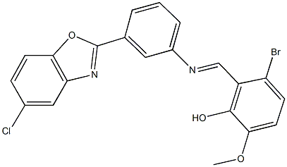 3-bromo-2-({[3-(5-chloro-1,3-benzoxazol-2-yl)phenyl]imino}methyl)-6-methoxyphenol 结构式