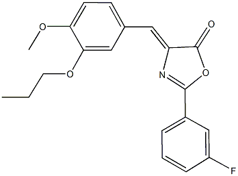 2-(3-fluorophenyl)-4-(4-methoxy-3-propoxybenzylidene)-1,3-oxazol-5(4H)-one 结构式