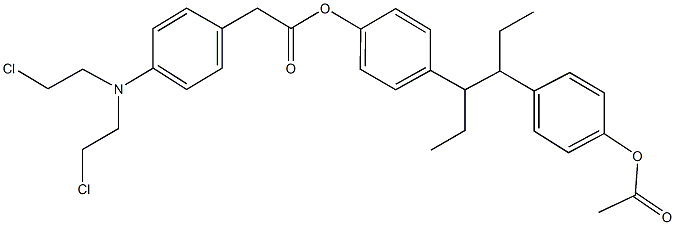 4-{2-[4-(acetyloxy)phenyl]-1-ethylbutyl}phenyl {4-[bis(2-chloroethyl)amino]phenyl}acetate 结构式
