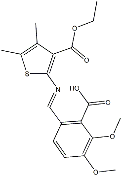 6-({[3-(ethoxycarbonyl)-4,5-dimethyl-2-thienyl]imino}methyl)-2,3-dimethoxybenzoic acid 结构式