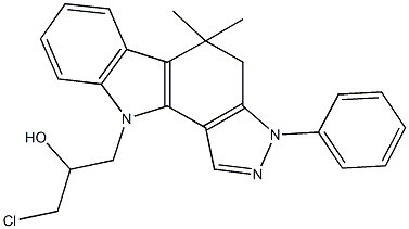 1-chloro-3-(5,5-dimethyl-3-phenyl-4,5-dihydropyrazolo[4,3-a]carbazol-10(3H)-yl)-2-propanol 结构式