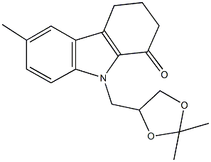 9-[(2,2-dimethyl-1,3-dioxolan-4-yl)methyl]-6-methyl-2,3,4,9-tetrahydro-1H-carbazol-1-one 结构式