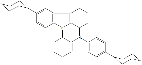 5,13-dicyclohexyl-1,2,3,8a,9,10,11,16a-octahydrodiindolo[3,2,1-de:3,2,1-kl]phenazine 结构式