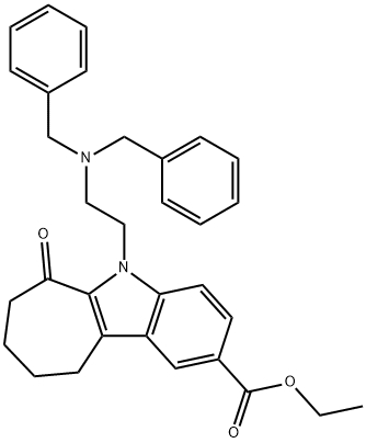 ethyl 5-[2-(dibenzylamino)ethyl]-6-oxo-5,6,7,8,9,10-hexahydrocyclohepta[b]indole-2-carboxylate 结构式