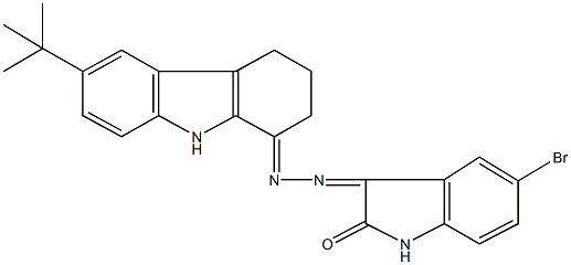 5-bromo-1H-indole-2,3-dione 3-[(6-tert-butyl-2,3,4,9-tetrahydro-1H-carbazol-1-ylidene)hydrazone] 结构式