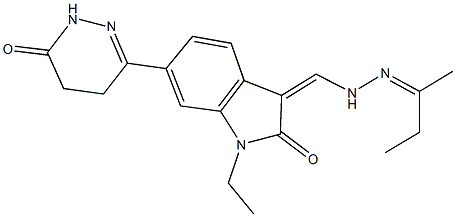 1-ethyl-3-{[2-(1-methylpropylidene)hydrazino]methylene}-6-(6-oxo-1,4,5,6-tetrahydro-3-pyridazinyl)-1,3-dihydro-2H-indol-2-one 结构式