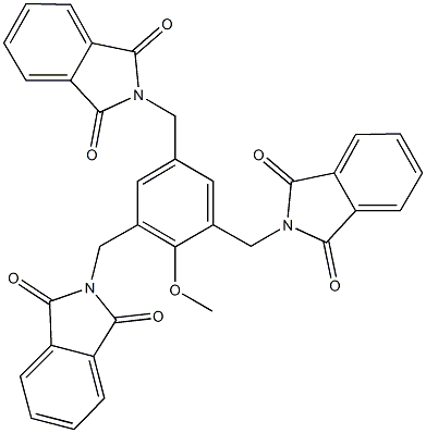 2-{3,5-bis[(1,3-dioxo-1,3-dihydro-2H-isoindol-2-yl)methyl]-2-methoxybenzyl}-1H-isoindole-1,3(2H)-dione 结构式