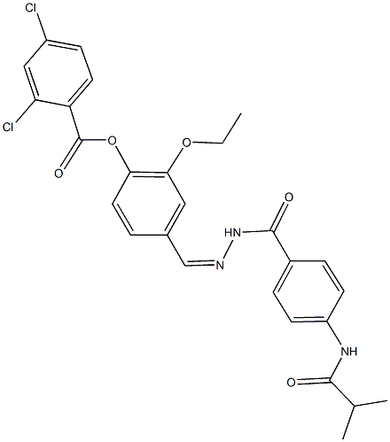 2-ethoxy-4-{2-[4-(isobutyrylamino)benzoyl]carbohydrazonoyl}phenyl 2,4-dichlorobenzoate 结构式