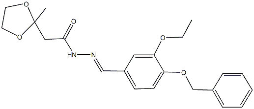 N'-[4-(benzyloxy)-3-ethoxybenzylidene]-2-(2-methyl-1,3-dioxolan-2-yl)acetohydrazide 结构式