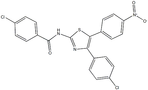 4-chloro-N-(4-(4-chlorophenyl)-5-{4-nitrophenyl}-1,3-thiazol-2-yl)benzamide 结构式