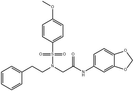 N-(1,3-benzodioxol-5-yl)-2-[[(4-methoxyphenyl)sulfonyl](2-phenylethyl)amino]acetamide 结构式