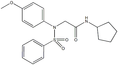 N-cyclopentyl-2-{[(4-methoxyphenyl)sulfonyl]anilino}acetamide 结构式