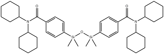 N,N-dicyclohexyl-4-(3-{4-[(dicyclohexylamino)carbonyl]phenyl}-1,1,3,3-tetramethyldisiloxanyl)benzamide 结构式