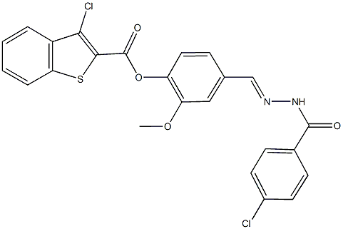 4-[2-(4-chlorobenzoyl)carbohydrazonoyl]-2-methoxyphenyl 3-chloro-1-benzothiophene-2-carboxylate 结构式