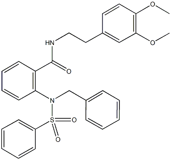 2-[benzyl(phenylsulfonyl)amino]-N-[2-(3,4-dimethoxyphenyl)ethyl]benzamide 结构式