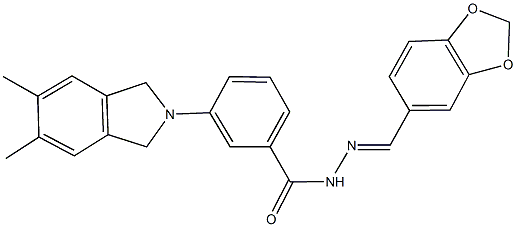 N'-(1,3-benzodioxol-5-ylmethylene)-3-(5,6-dimethyl-1,3-dihydro-2H-isoindol-2-yl)benzohydrazide 结构式