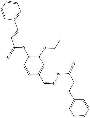 2-ethoxy-4-[2-(3-phenylpropanoyl)carbohydrazonoyl]phenyl 3-phenylacrylate 结构式