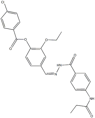 2-ethoxy-4-{2-[4-(propionylamino)benzoyl]carbohydrazonoyl}phenyl 4-chlorobenzoate 结构式