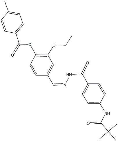 4-(2-{4-[(2,2-dimethylpropanoyl)amino]benzoyl}carbohydrazonoyl)-2-ethoxyphenyl 4-methylbenzoate 结构式