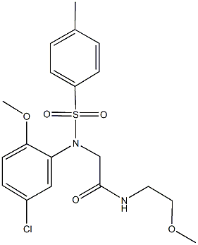 2-{5-chloro-2-methoxy[(4-methylphenyl)sulfonyl]anilino}-N-(2-methoxyethyl)acetamide 结构式