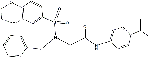 2-[benzyl(2,3-dihydro-1,4-benzodioxin-6-ylsulfonyl)amino]-N-(4-isopropylphenyl)acetamide 结构式