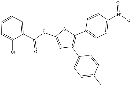 2-chloro-N-[5-{4-nitrophenyl}-4-(4-methylphenyl)-1,3-thiazol-2-yl]benzamide 结构式
