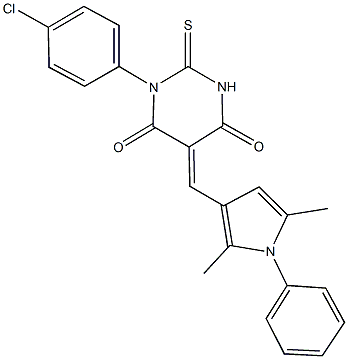 1-(4-chlorophenyl)-5-[(2,5-dimethyl-1-phenyl-1H-pyrrol-3-yl)methylene]-2-thioxodihydro-4,6(1H,5H)-pyrimidinedione 结构式