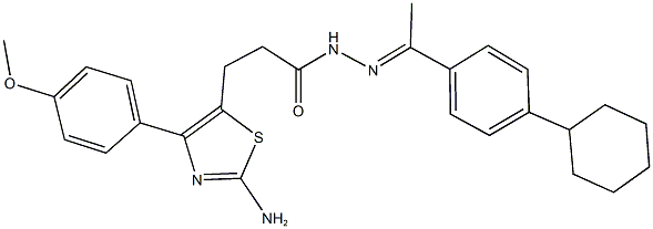 3-[2-amino-4-(4-methoxyphenyl)-1,3-thiazol-5-yl]-N'-[1-(4-cyclohexylphenyl)ethylidene]propanohydrazide 结构式