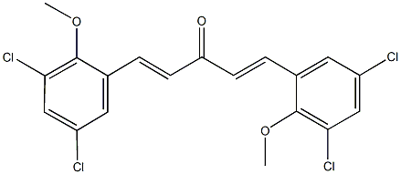 1,5-bis(3,5-dichloro-2-methoxyphenyl)-1,4-pentadien-3-one 结构式