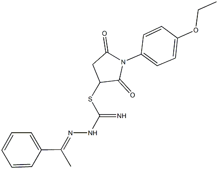 1-(4-ethoxyphenyl)-2,5-dioxo-3-pyrrolidinyl 2-(1-phenylethylidene)hydrazinecarbimidothioate 结构式