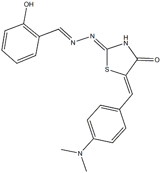 2-hydroxybenzaldehyde {5-[4-(dimethylamino)benzylidene]-4-oxo-1,3-thiazolidin-2-ylidene}hydrazone 结构式