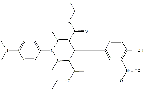 diethyl 1-[4-(dimethylamino)phenyl]-4-{4-hydroxy-3-nitrophenyl}-2,6-dimethyl-1,4-dihydro-3,5-pyridinedicarboxylate 结构式