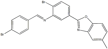 N-(4-bromobenzylidene)-N-[2-bromo-5-(5-methyl-1,3-benzoxazol-2-yl)phenyl]amine 结构式