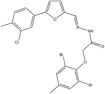 N'-{[5-(3-chloro-4-methylphenyl)-2-furyl]methylene}-2-(2,6-dibromo-4-methylphenoxy)acetohydrazide 结构式