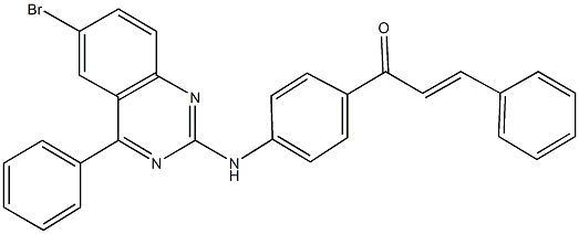 1-{4-[(6-bromo-4-phenyl-2-quinazolinyl)amino]phenyl}-3-phenyl-2-propen-1-one 结构式